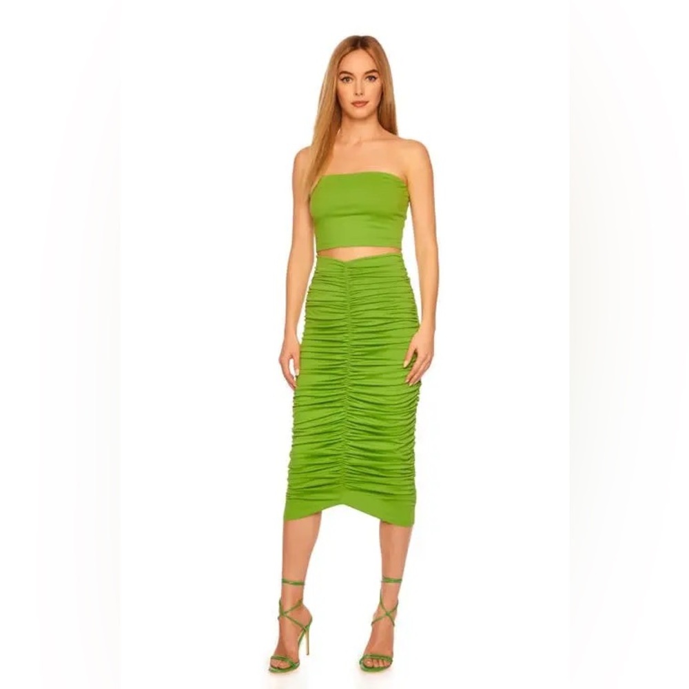 SUSANA MONACO 
Ruched Midi Skirt - Forest $218MSRP